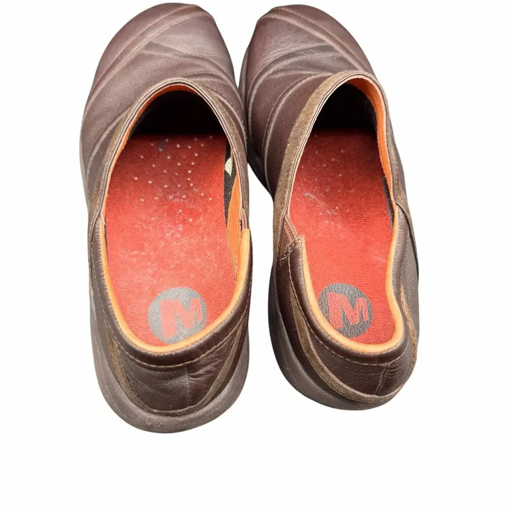 Merrell Bug Brown Leather Slip On Clogs Women’s 9 EU 40 Comfort